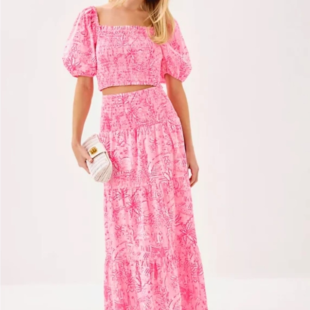 Lilly Pulitzer Pink Maxi A-Line Skirt Set